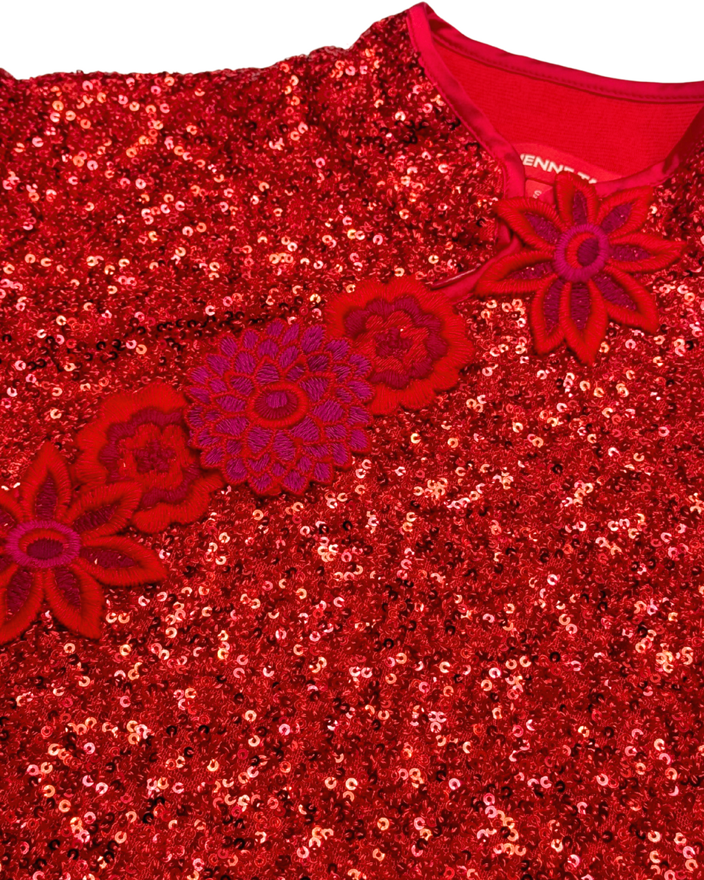 RED FLOWERS ELASTIC SEQUIN CHEONGSAM TOP – Vivienne Tam Store