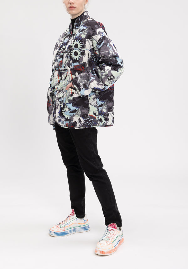 CITY CAMOUFLAGED QUILTED KUNG FU JACKET WITH CHINESE KNOTS