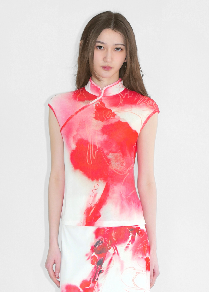 FADED CHERRY BLOSSOM CHEONGSAM TOP – Vivienne Tam Store