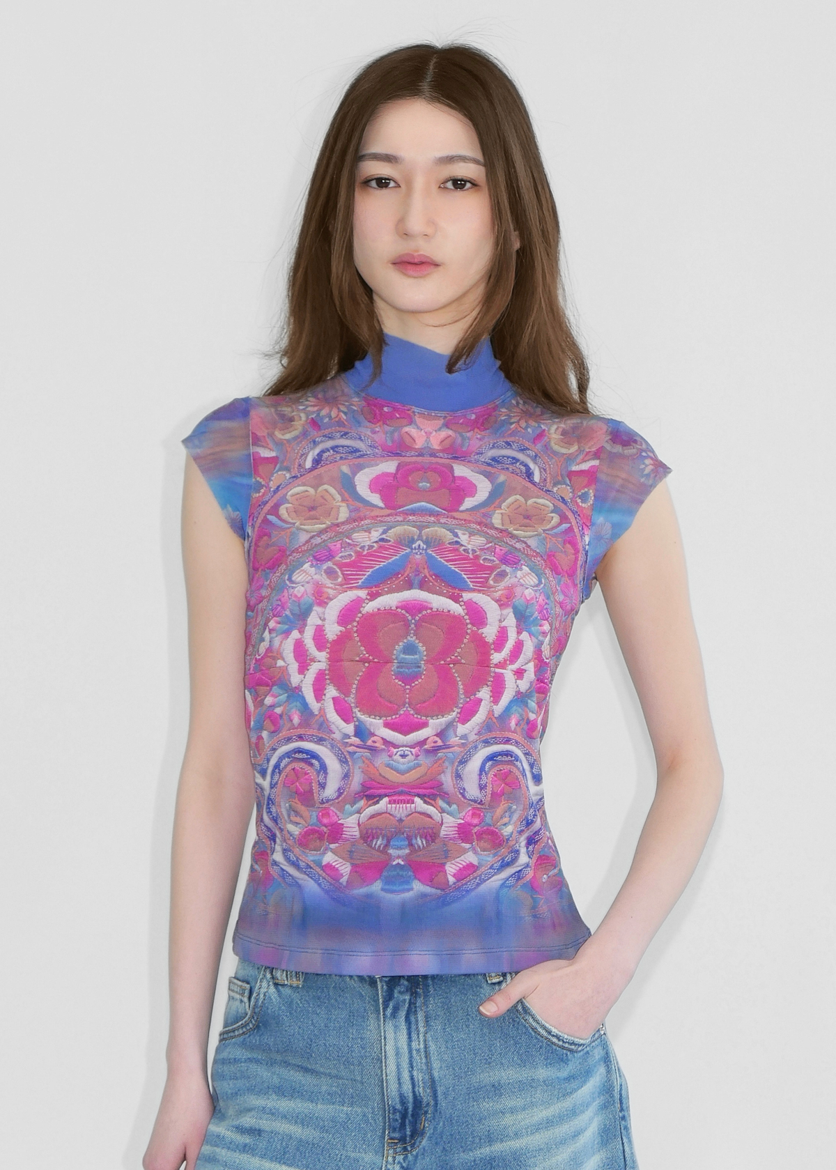 レア 90's VIVIENNE TAM 総柄グラデーショントップス 中古・古着通販】VIVIENNE TAM (ヴィヴィアンタム) 総柄プリント半袖