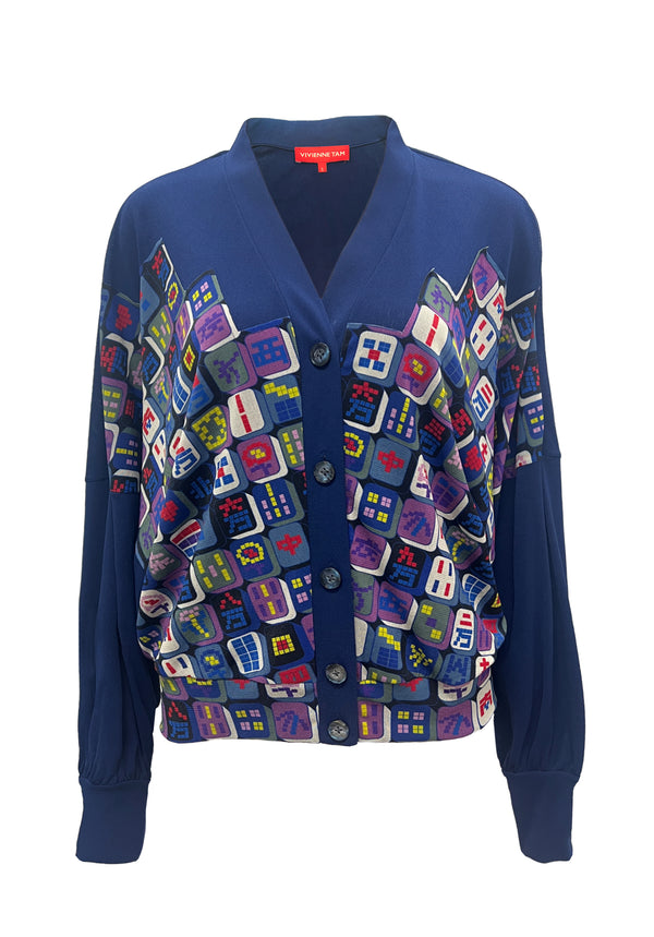 MAHJONG PRINT ST NETTING CARDIGAN