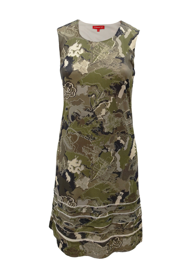 CITY CAMOUFLAGE PRINT ON ST NETTING DRESS