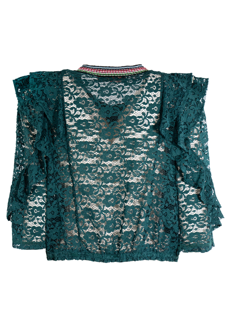 STRETCH LACE BOLERO RUFFLED BORDER JACKET