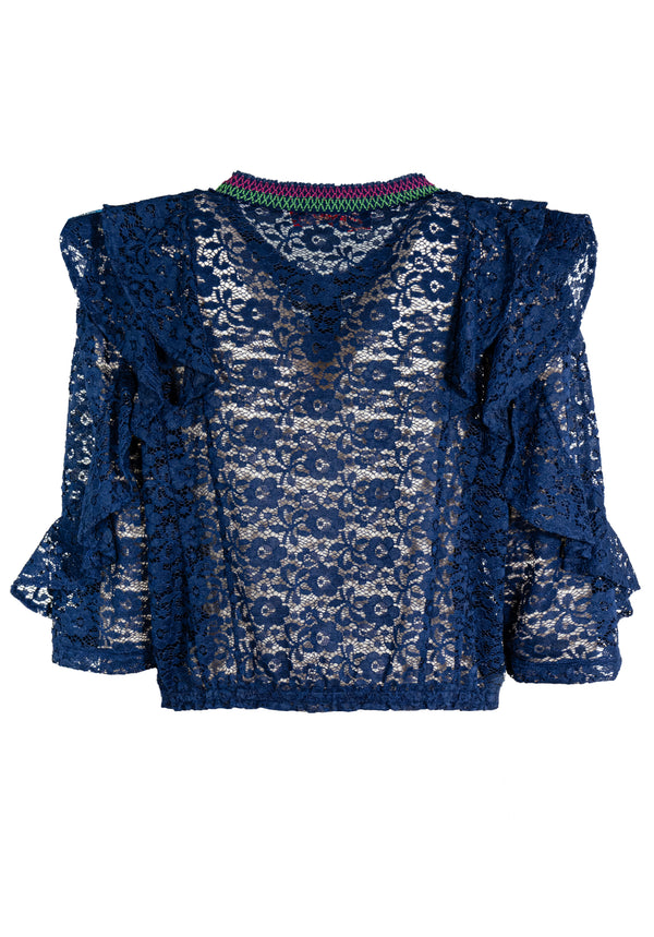 STRETCH LACE BOLERO RUFFLED BORDER JACKET