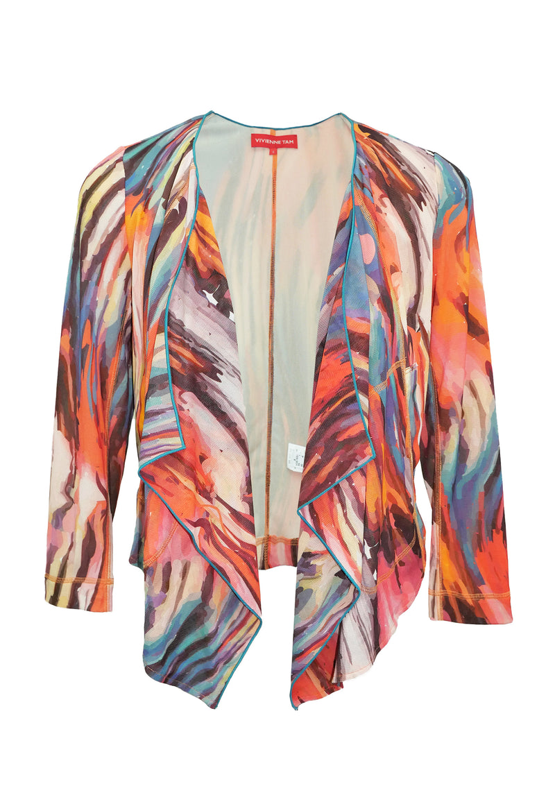 IMAGINATED GRADATION PRINT ST NETTING CARDIGAN