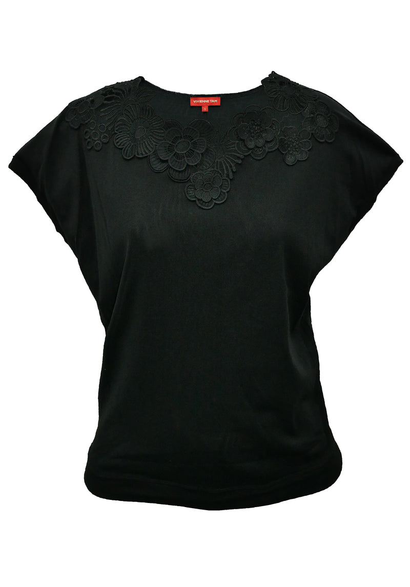 3D FLOWER LACE APP ST NETTING TOP