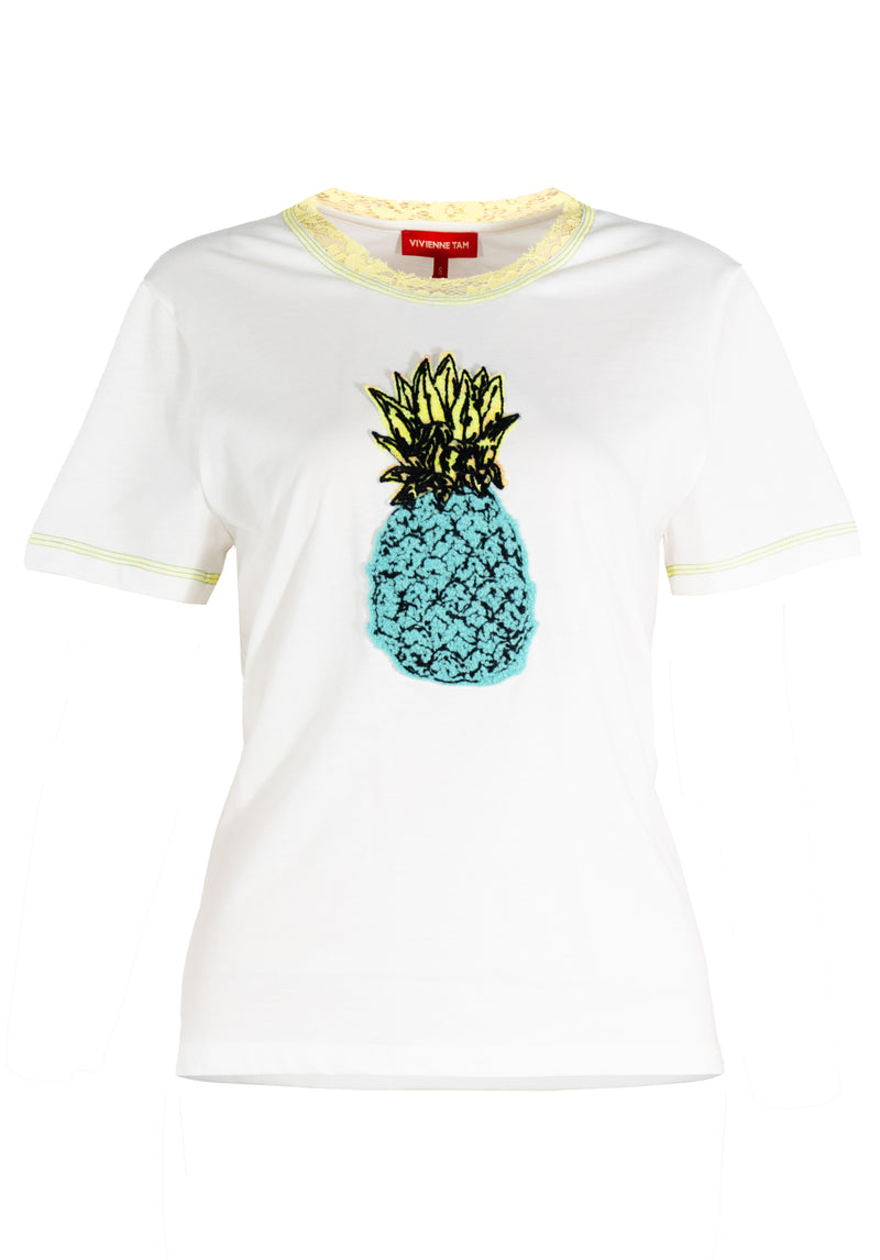 PINEAPPLE EMB PATCH ON COTTON TOP