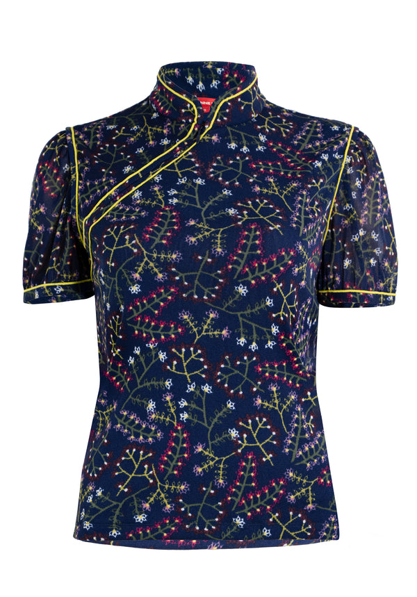 FLORAL PRINTED STRETCH NETTING TOP