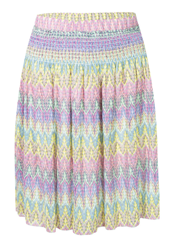 STRIPED KNIT SMOCKED SKIRT
