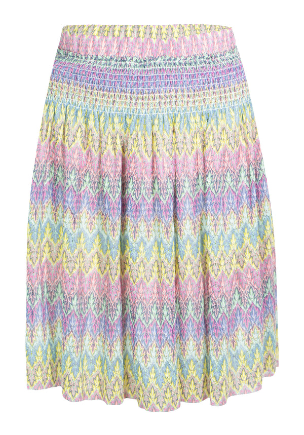 STRIPED KNIT SMOCKED SKIRT
