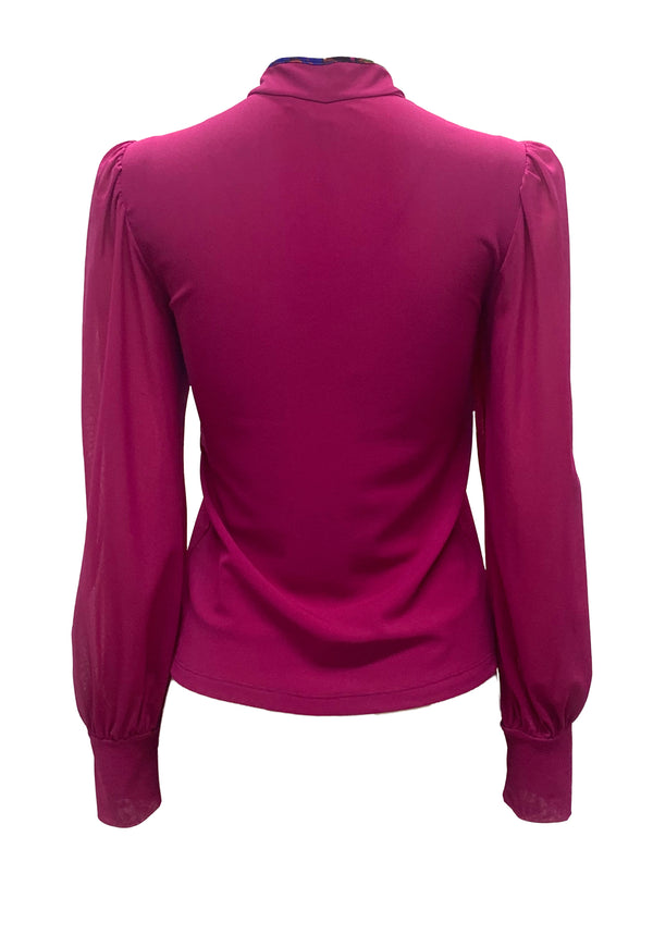 SOLID STRETCH NETTING OBLIQUE PLACKET BUCKLE TOP
