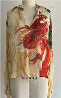 Five Elements Dragon Printed Silk Chiffon Blouse