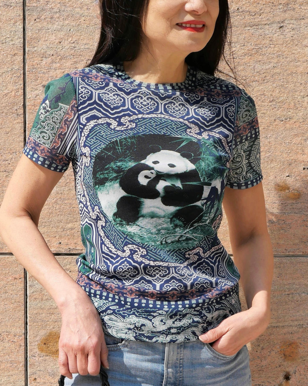 Panda Print Short Sleeve top
