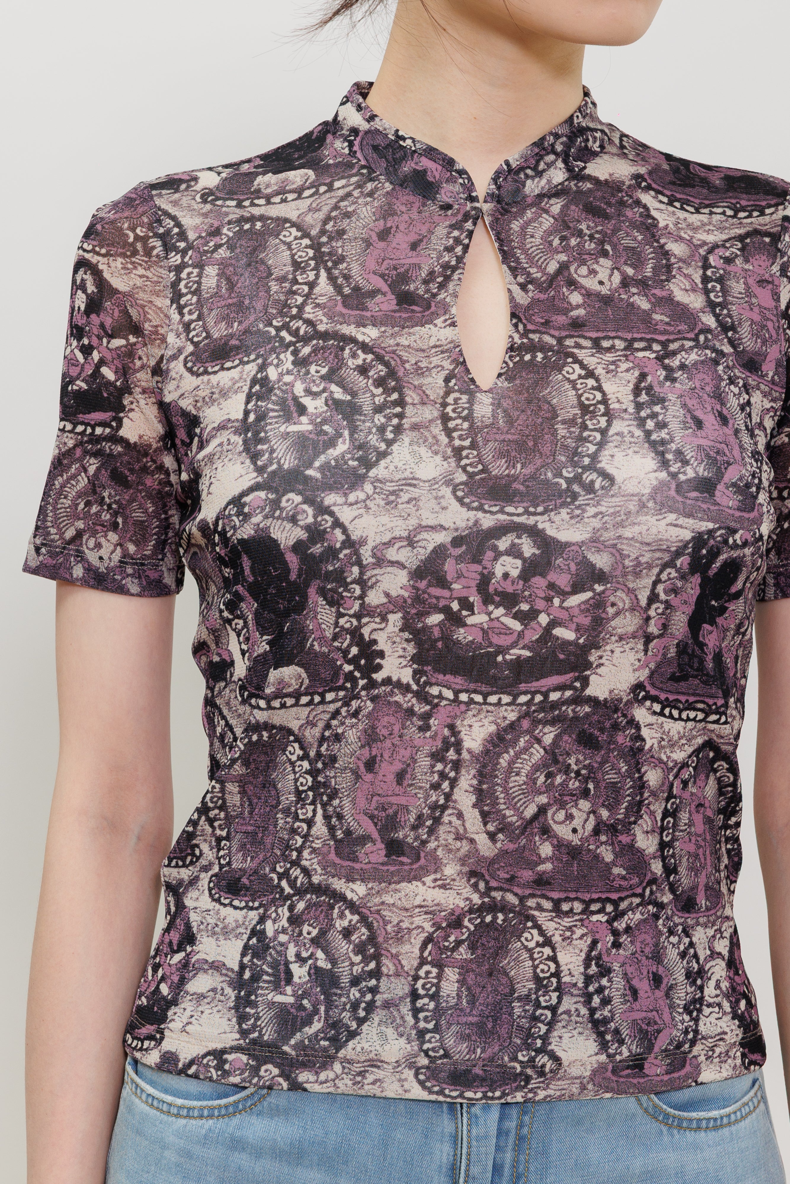 Tanka Buddha Print Qipao Top