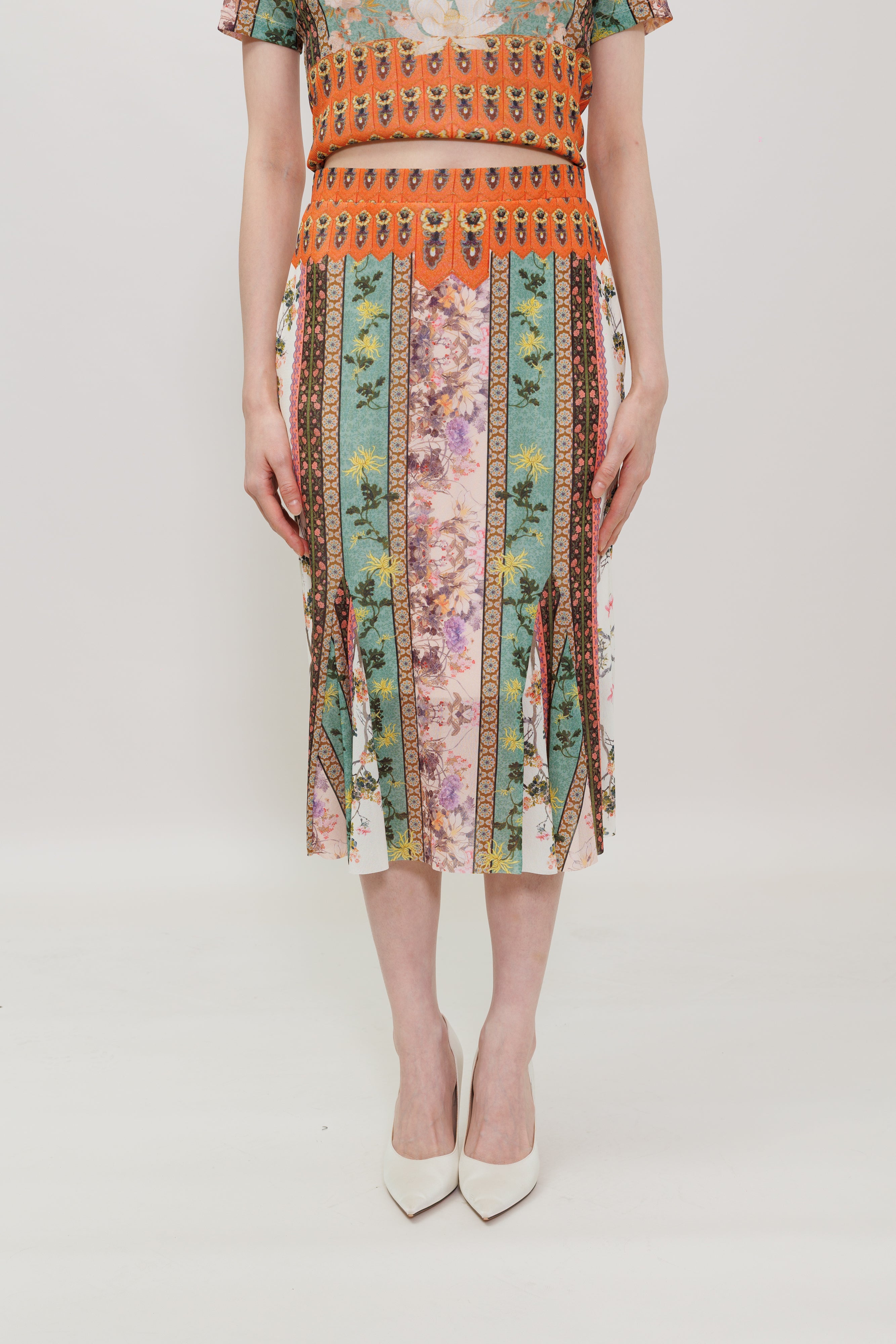 Garden Print Midi Skirt