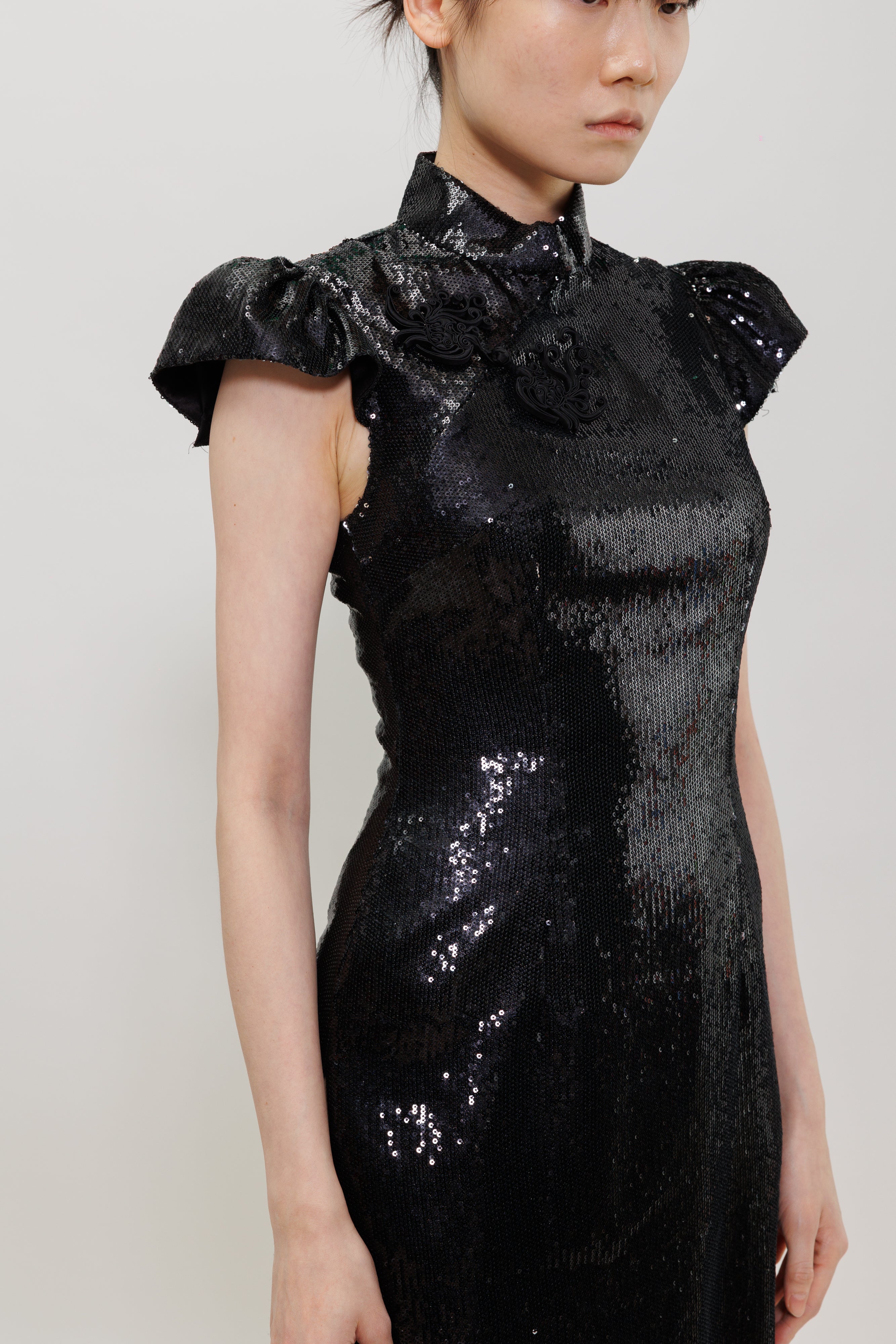 Sequin With Pankou Qipao Dress