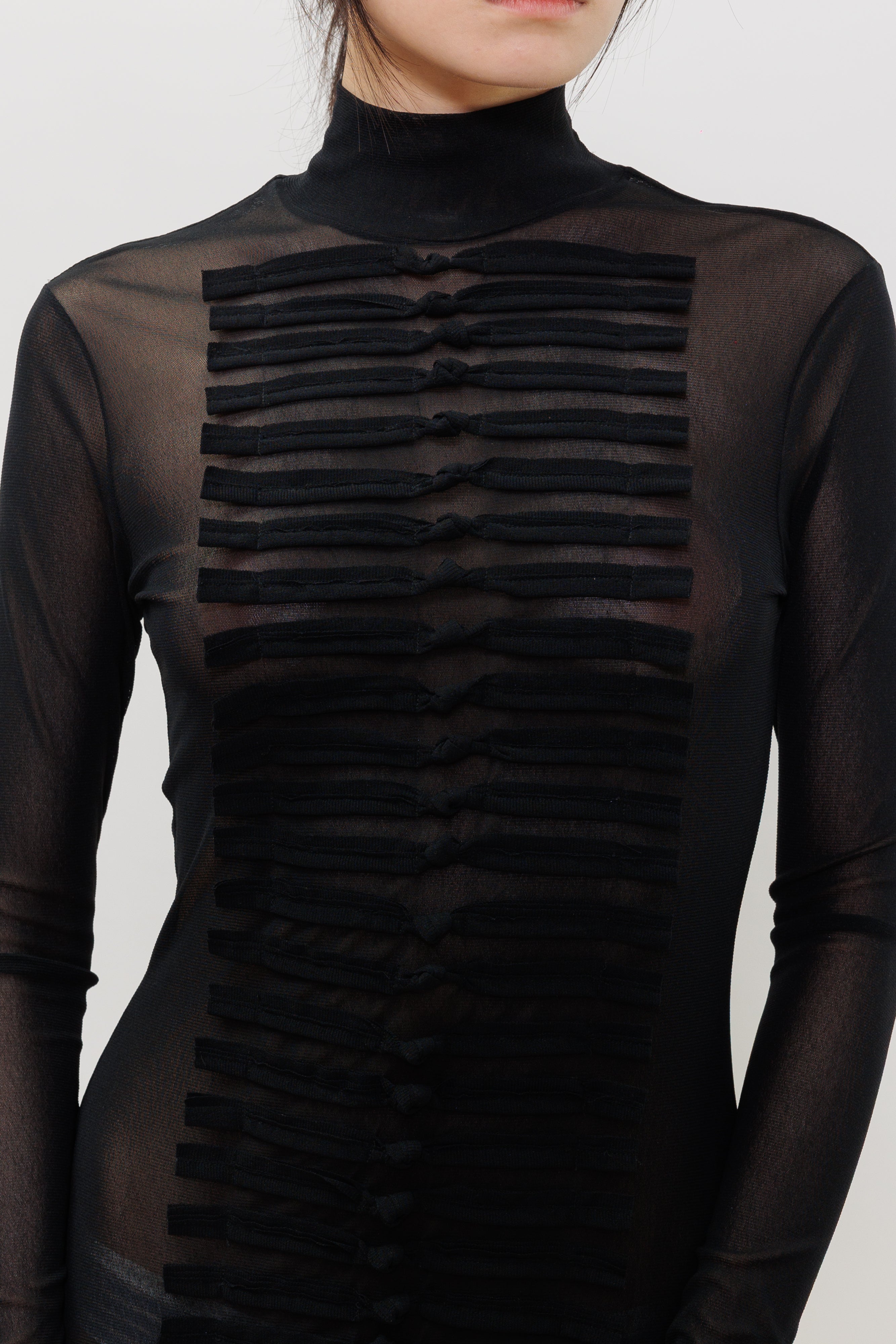 Stack Chinese Button Mesh Maxi Dress