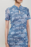 Chinese Button Print Qipao Top