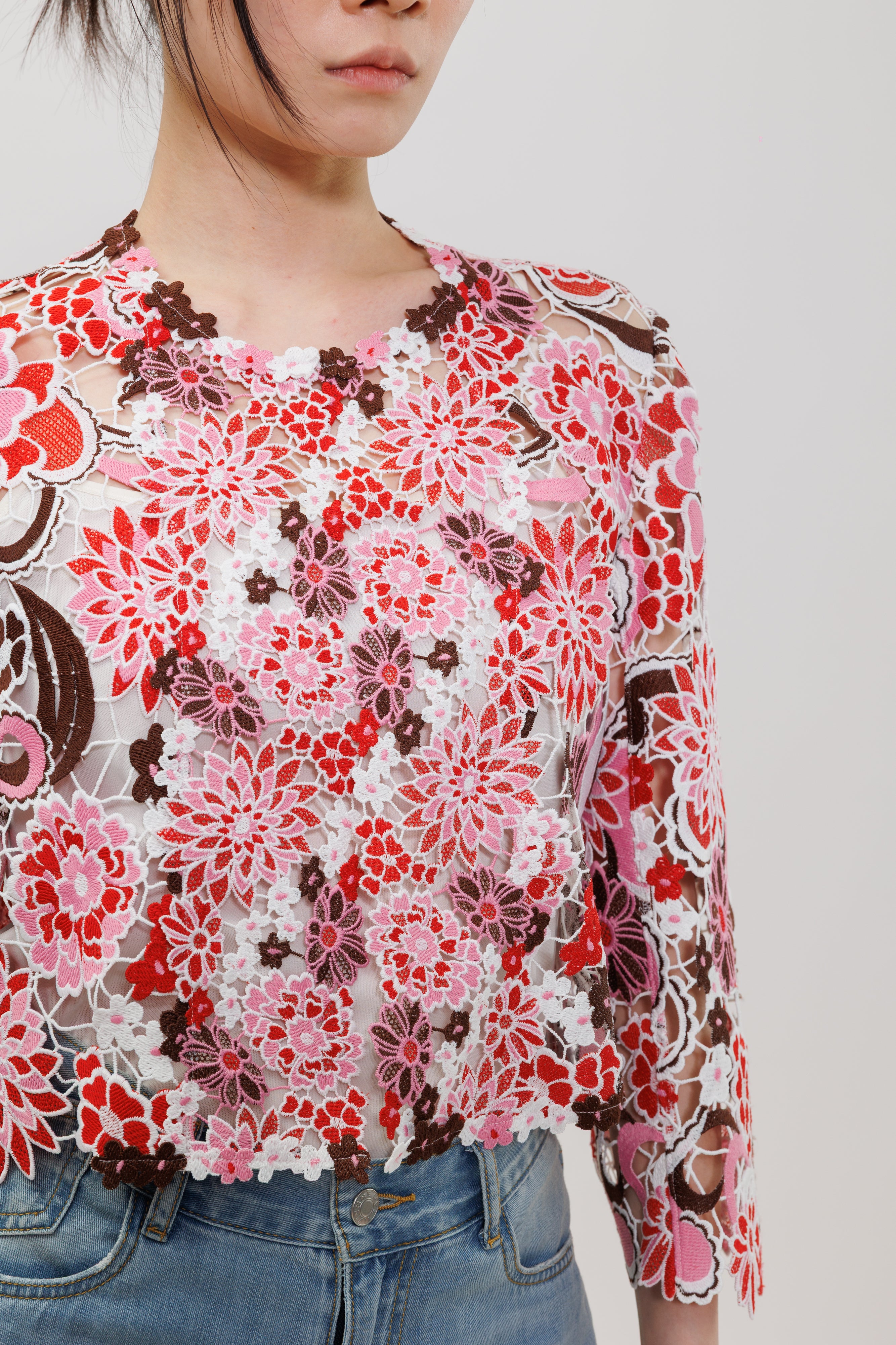 Miao Flower Lace Cropped Jacket