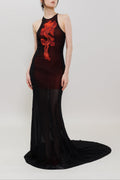 Dragon Embroidery Halter Gown