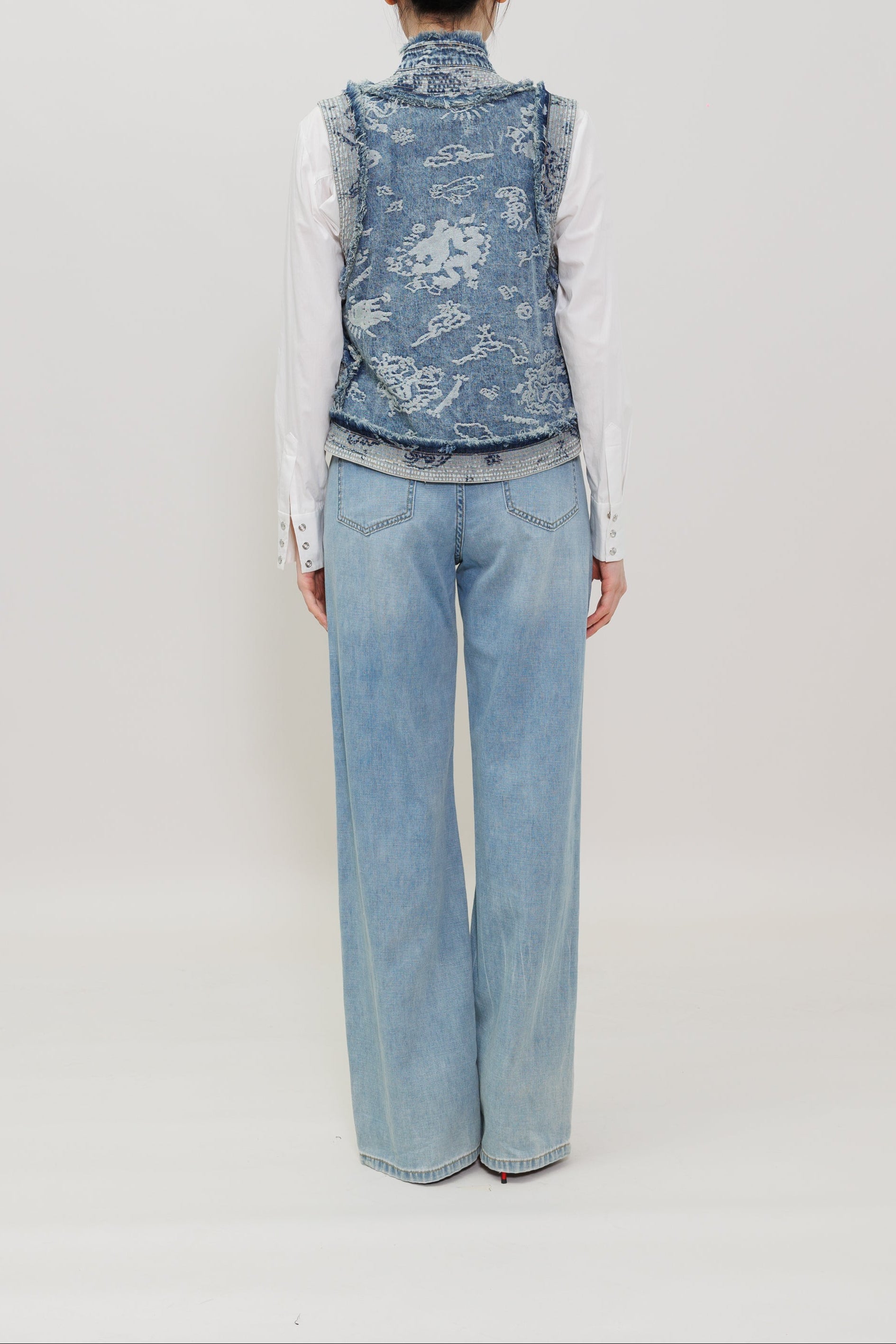 Giant Dragon Jacquard Denim Vest