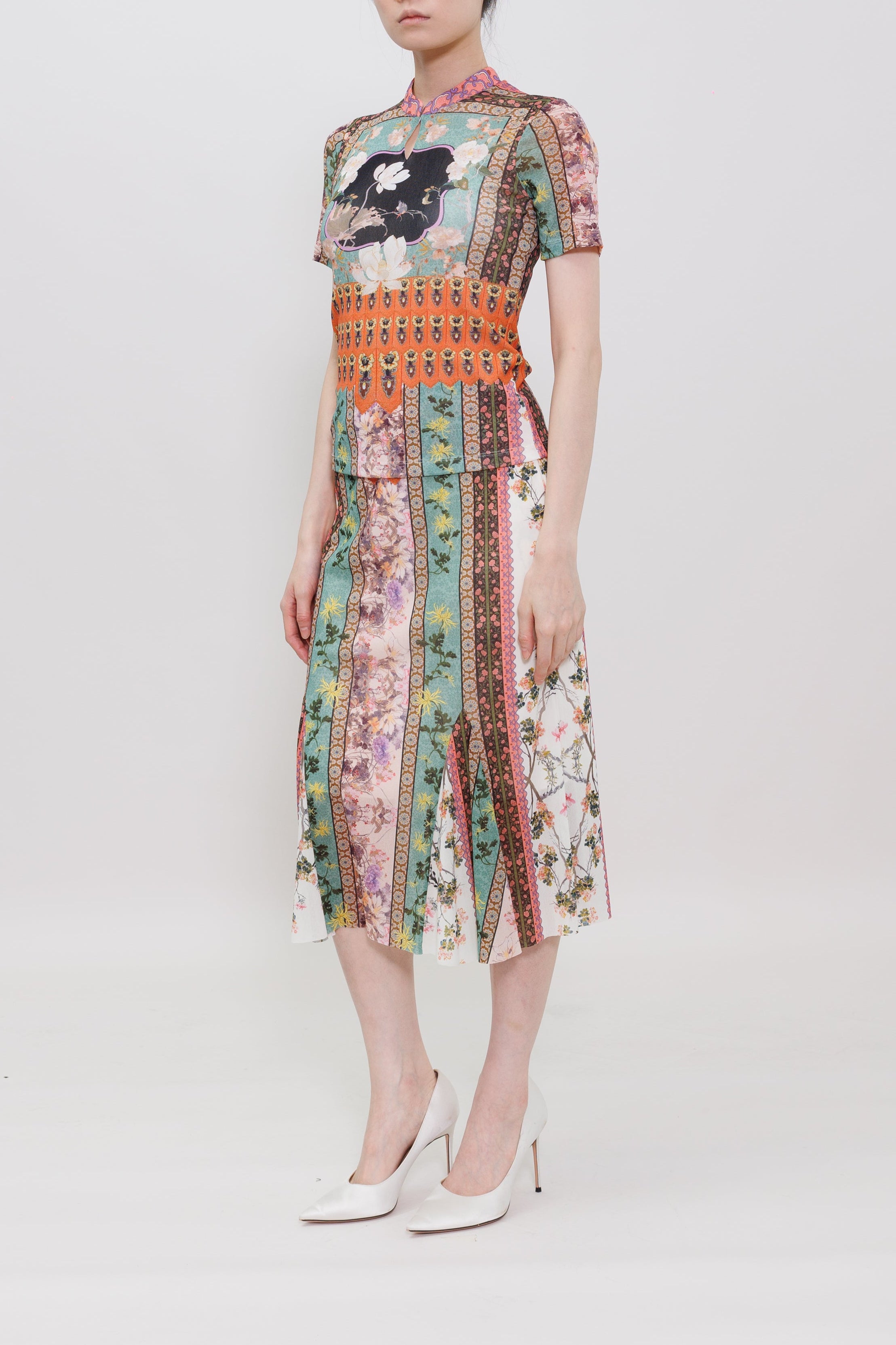 Garden Print Midi Skirt