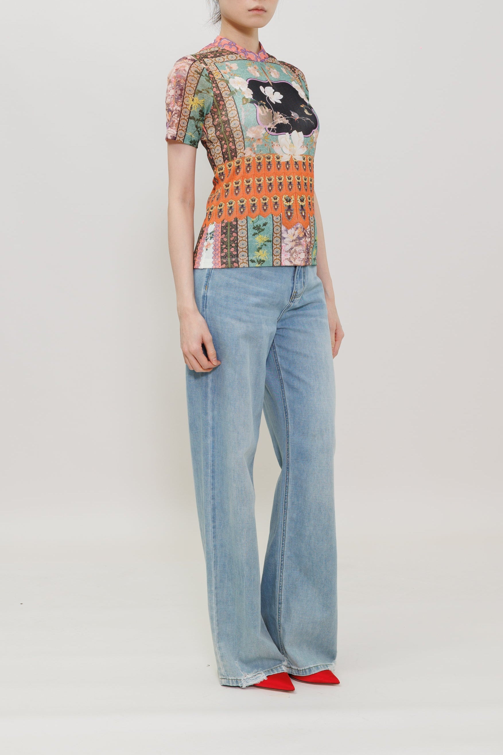 Garden Print Qipao Top