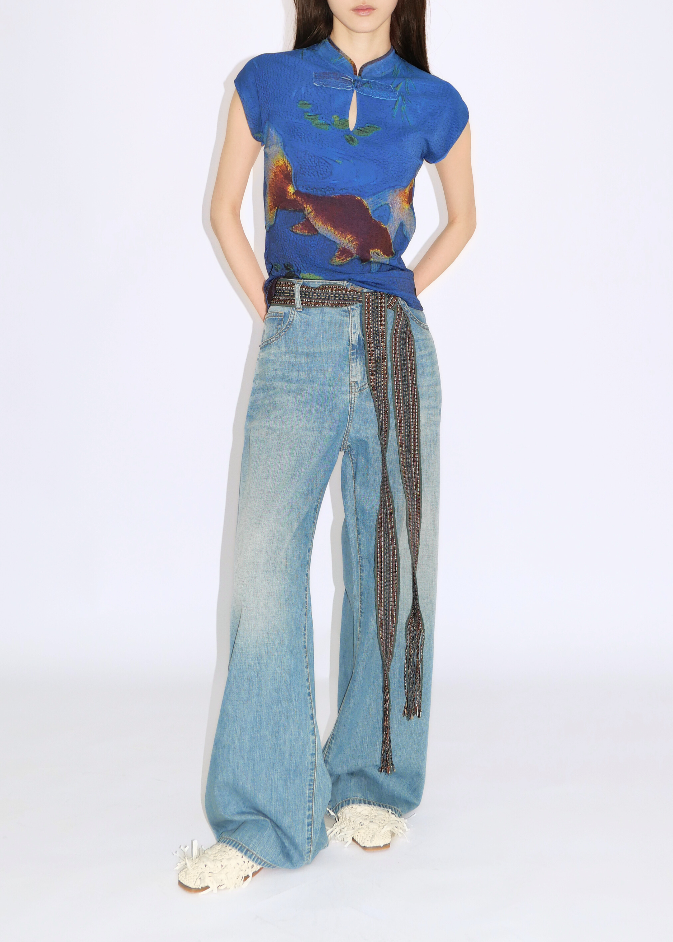 GOLDFISH REVIVAL NETTING CHEONGSAM TOP