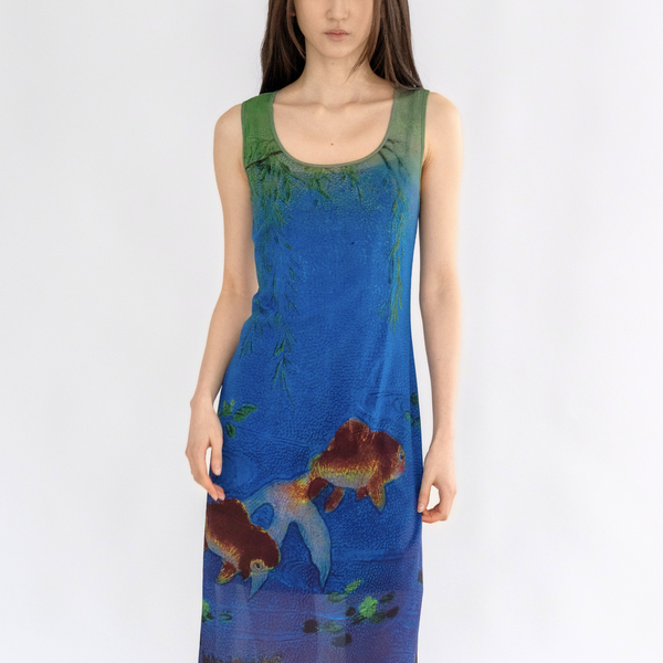 【VIVIENNE TAM】PEACOCK PRINT NET　ドレス GOLDFISH REVIVAL 2025 NETTING DRESS – Vivienne Tam Store