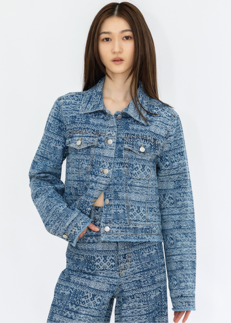 TIE DYE STRIPE DENIM JACKET
