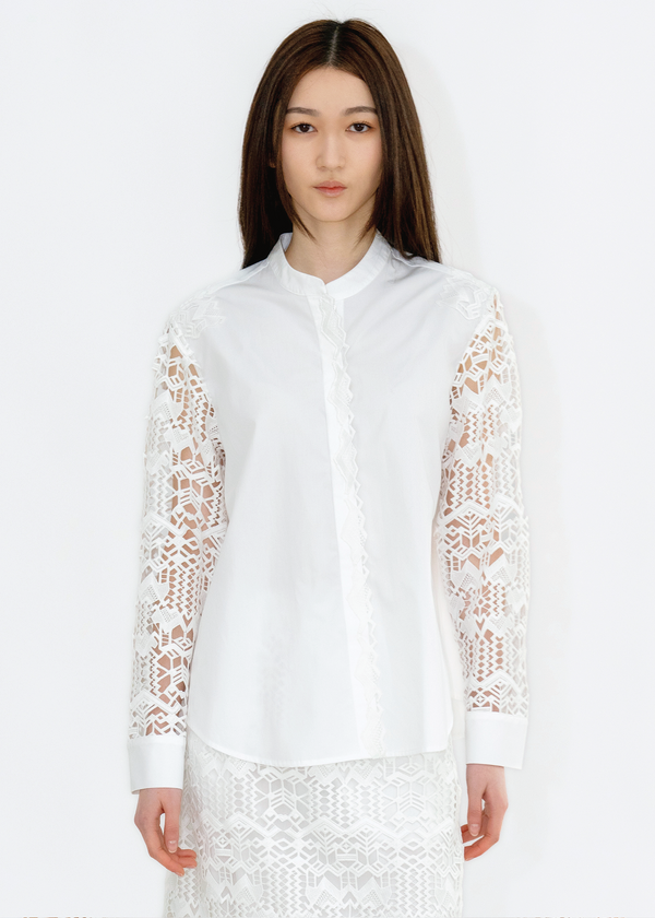 CHINESE COLLAR SHIRT WITH DEER LACE