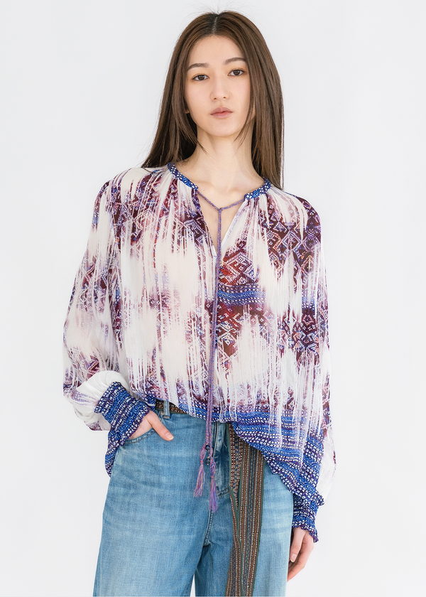 FADED LI BROCADE PRINT BLOUSE