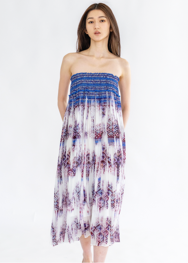FADED LI BROCADE PRINT LONG SKIRT