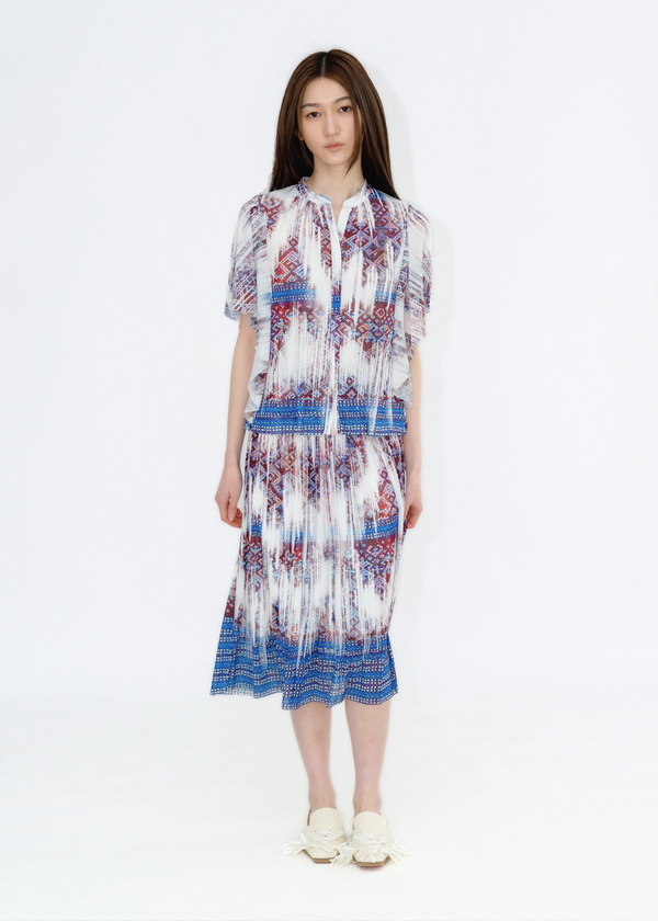 FADED LI BROCADE PRINT SKIRT