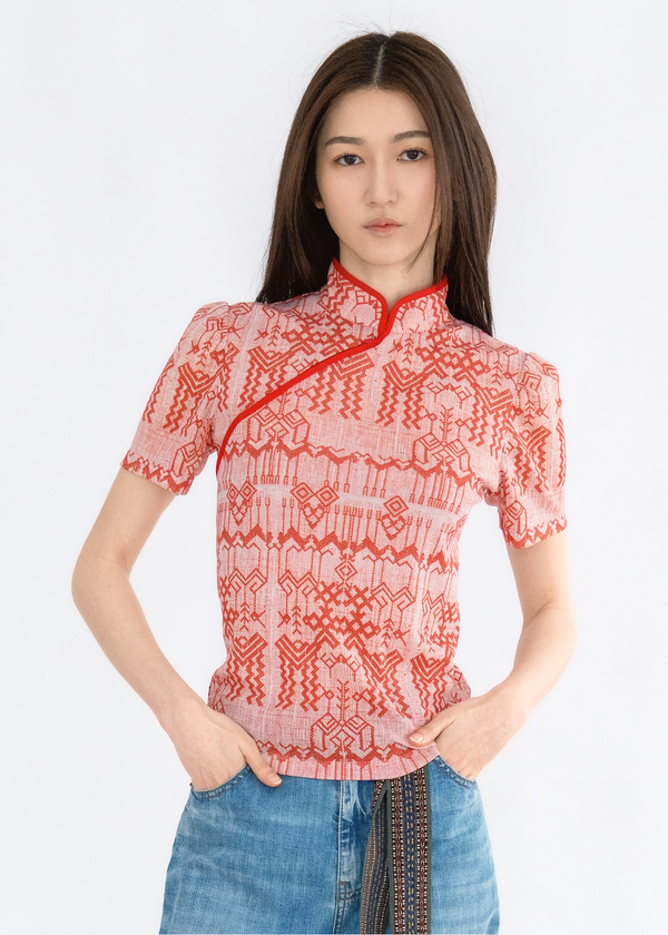 DEER PRINT CHEONGSAM TOP