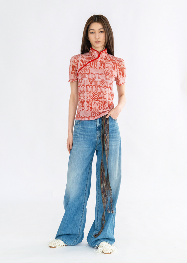 DEER PRINT CHEONGSAM TOP