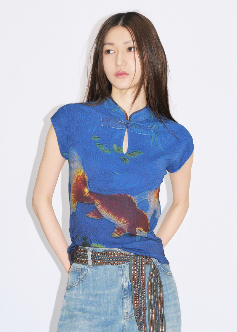 GOLDFISH REVIVAL 2025 NETTING CHEONGSAM TOP