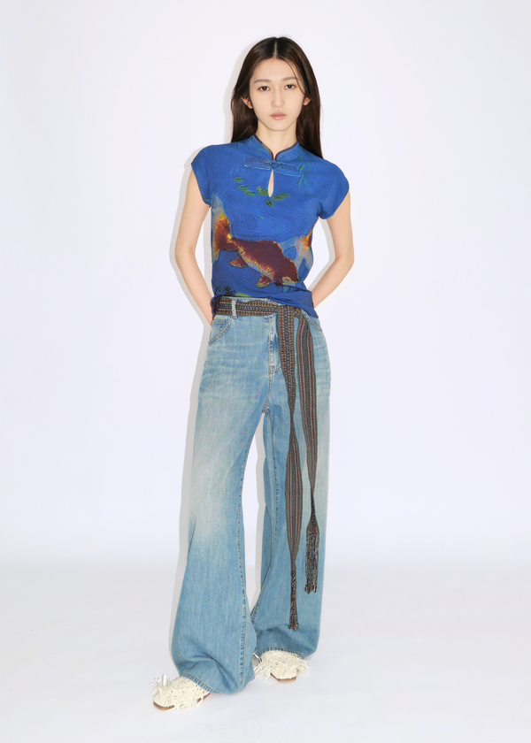 GOLDFISH REVIVAL 2025 NETTING CHEONGSAM TOP