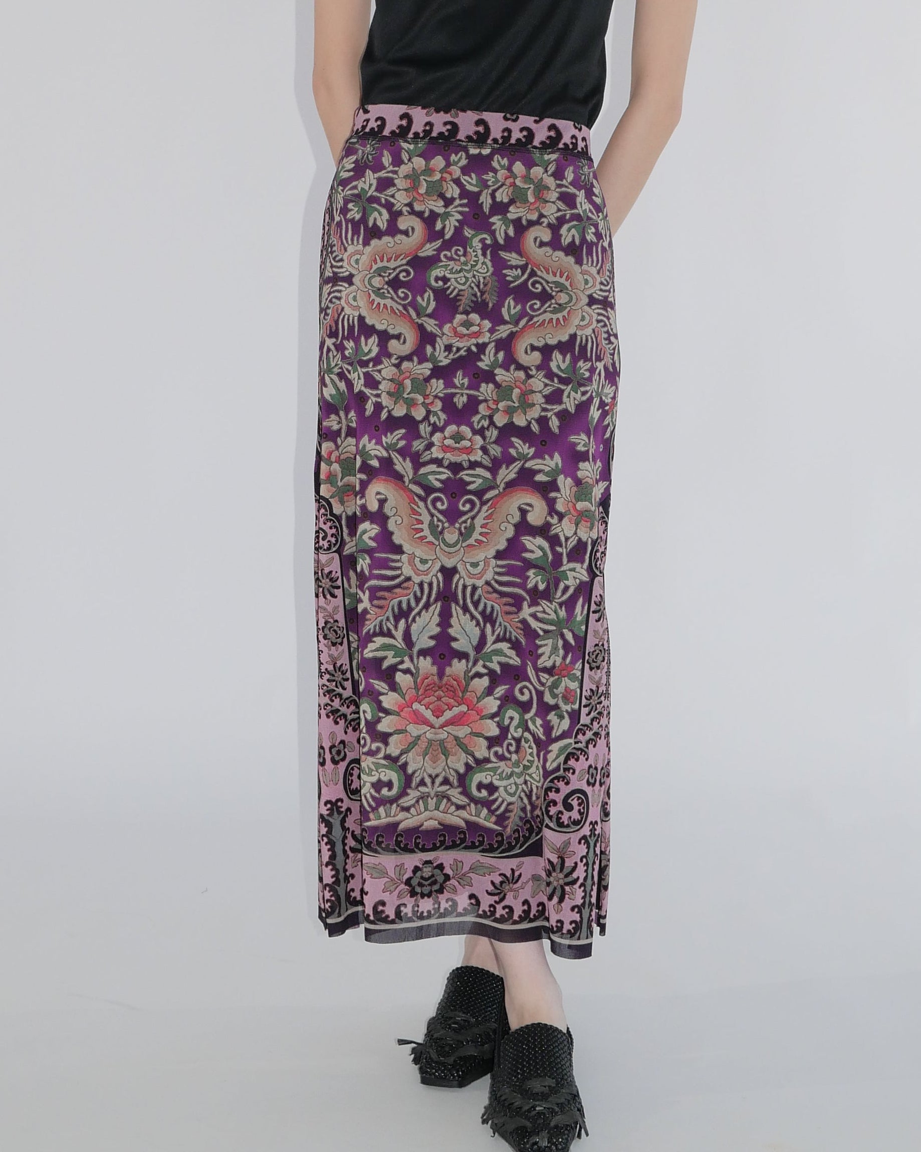 Peony Butterfly Midi Skirt