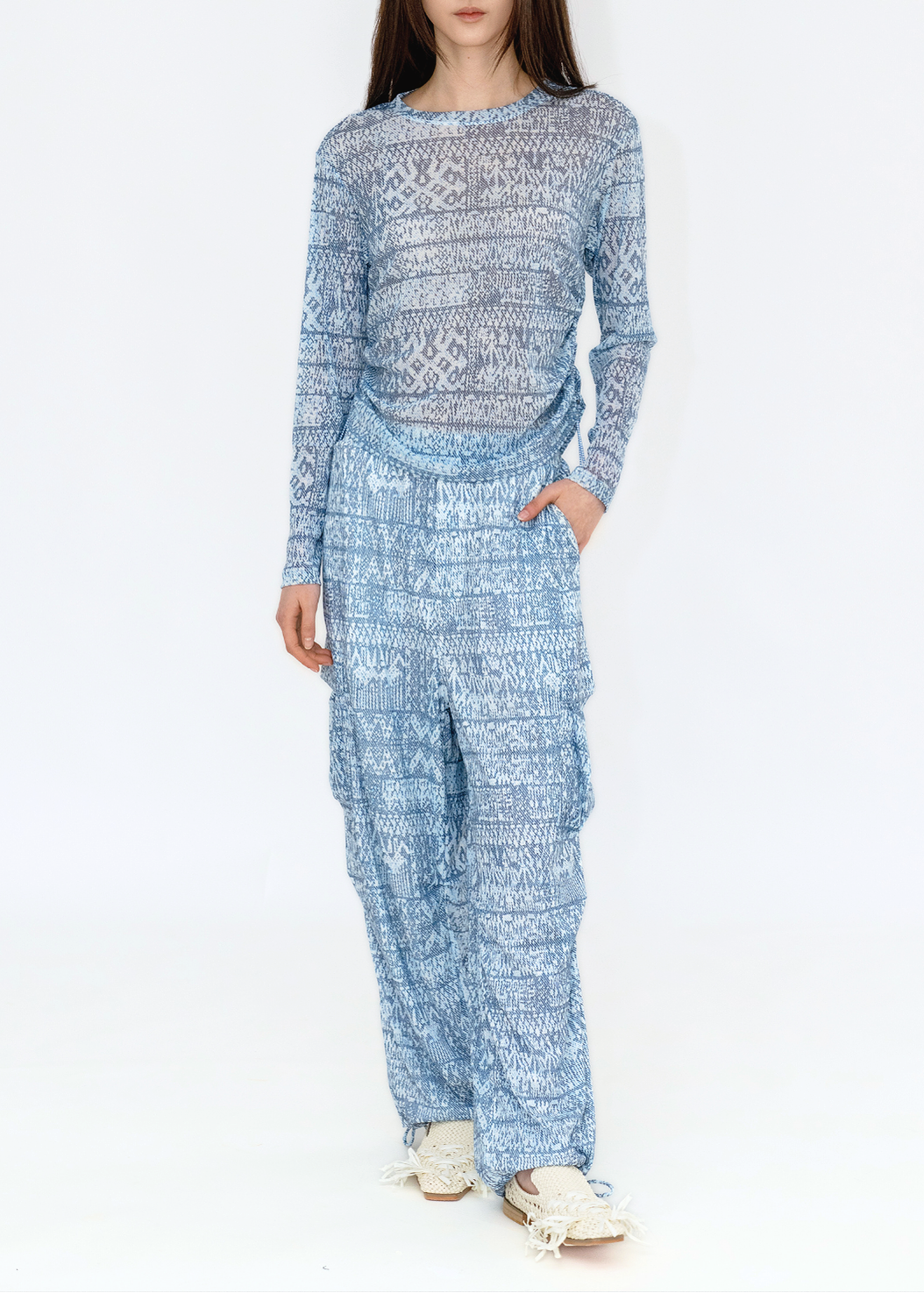 TIE DYE STRIPE PRINT CARGO PANTS