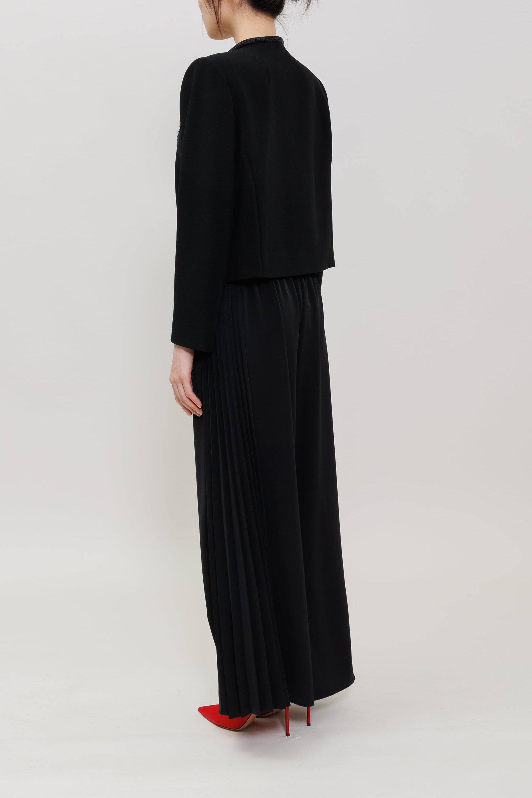 Light Poly Crepe Side Pleat Pants