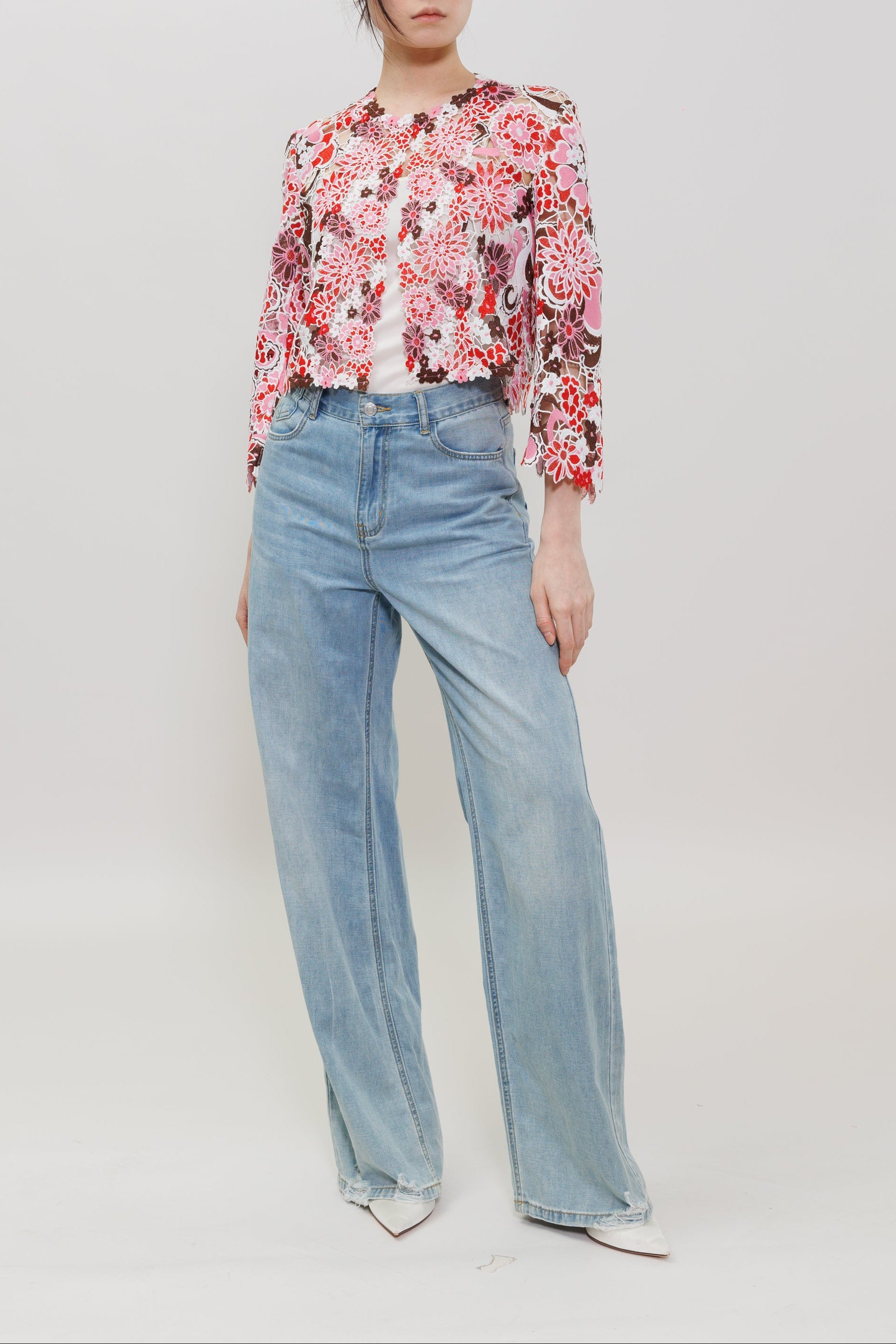 Miao Flower Lace Cropped Jacket