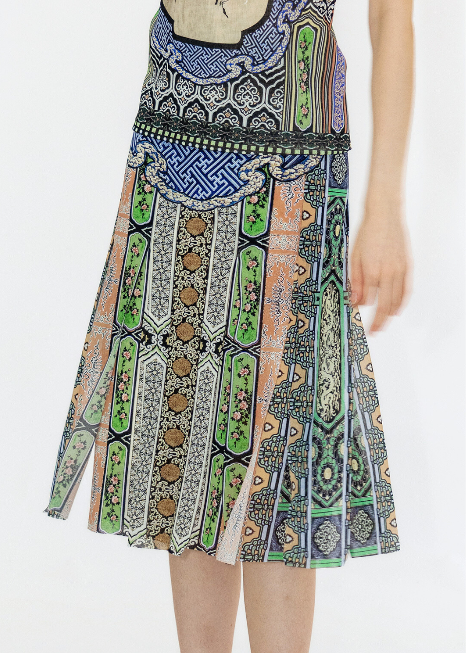 Patterned dress with a white background
