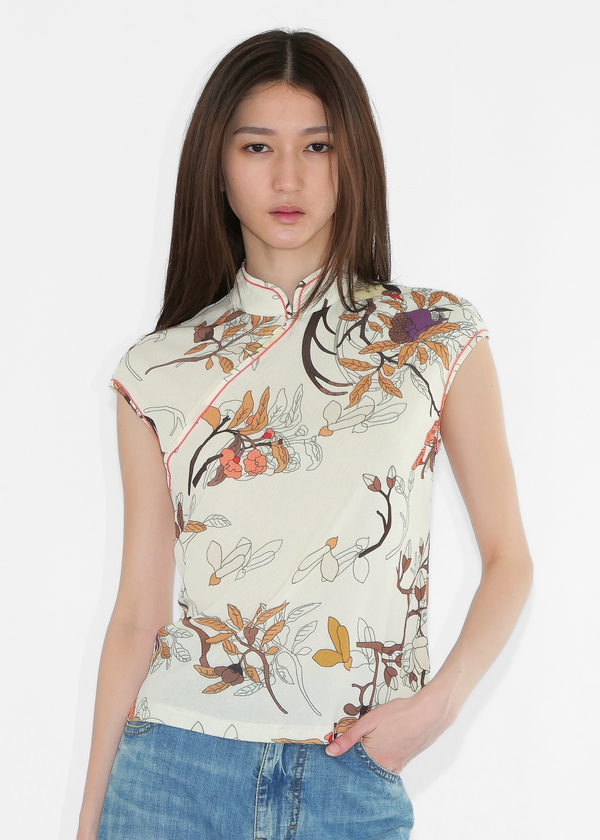 FLORAL INLAY CHEONGSAM TOP