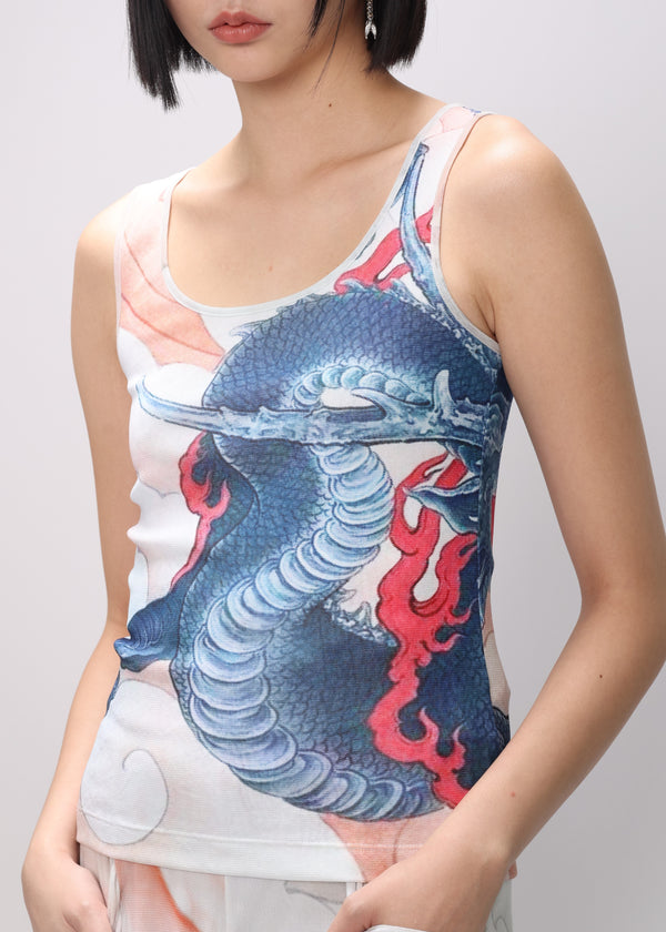 WATER DRAON PRINT ST NETTING TANK TOP