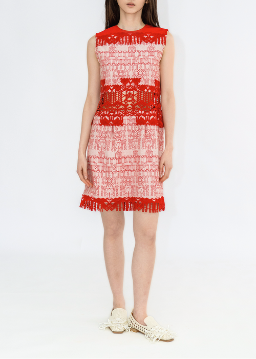 DEER JACQUARD DENIM DRESS WITH LACE