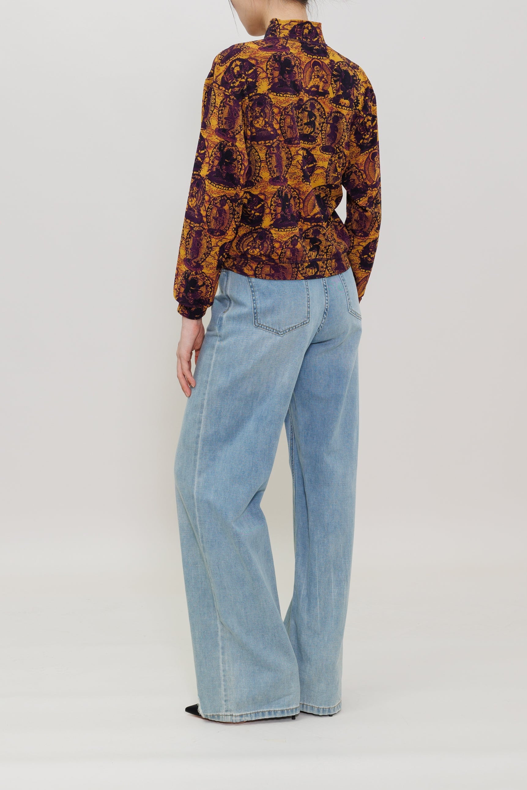 Tanka Buddha Print Mesh Bomber Jacket