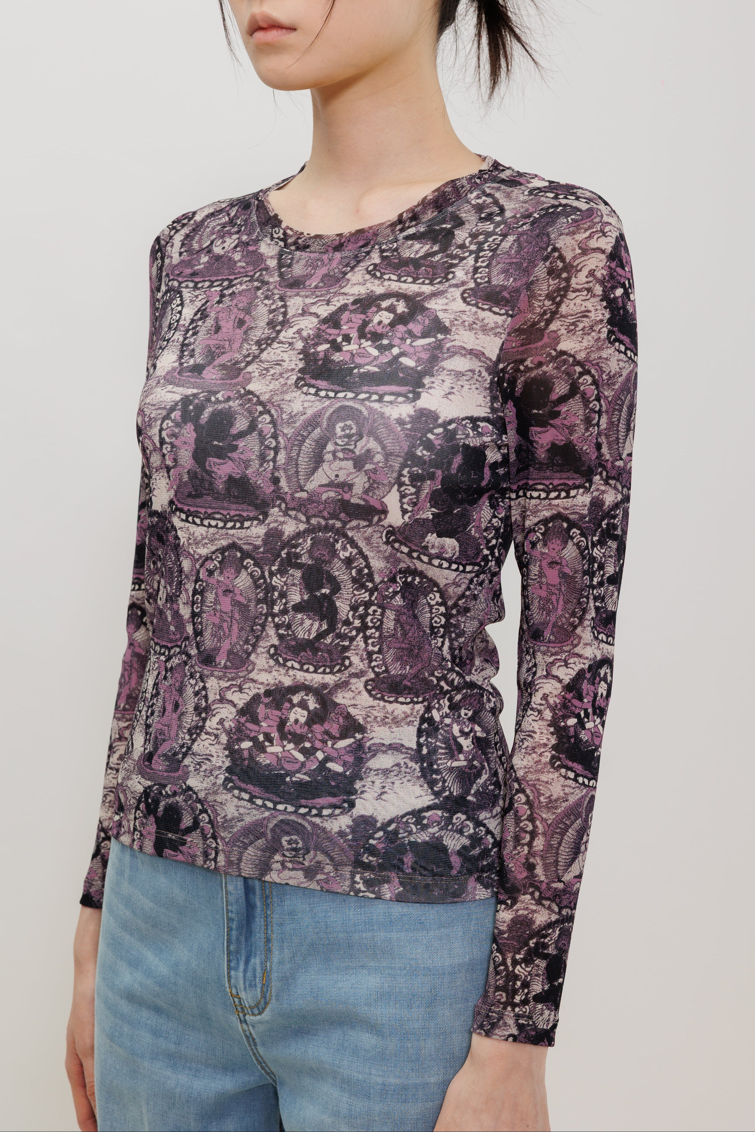 Tanka Buddha Print Long Sleeve Top