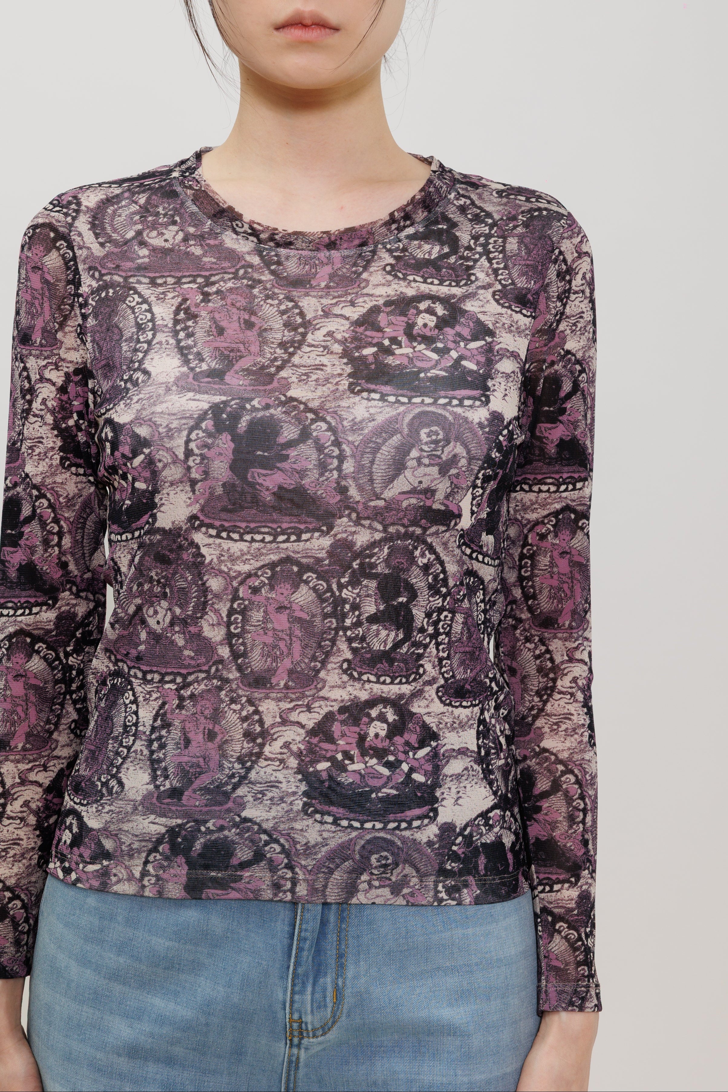 Tanka Buddha Print Long Sleeve Top