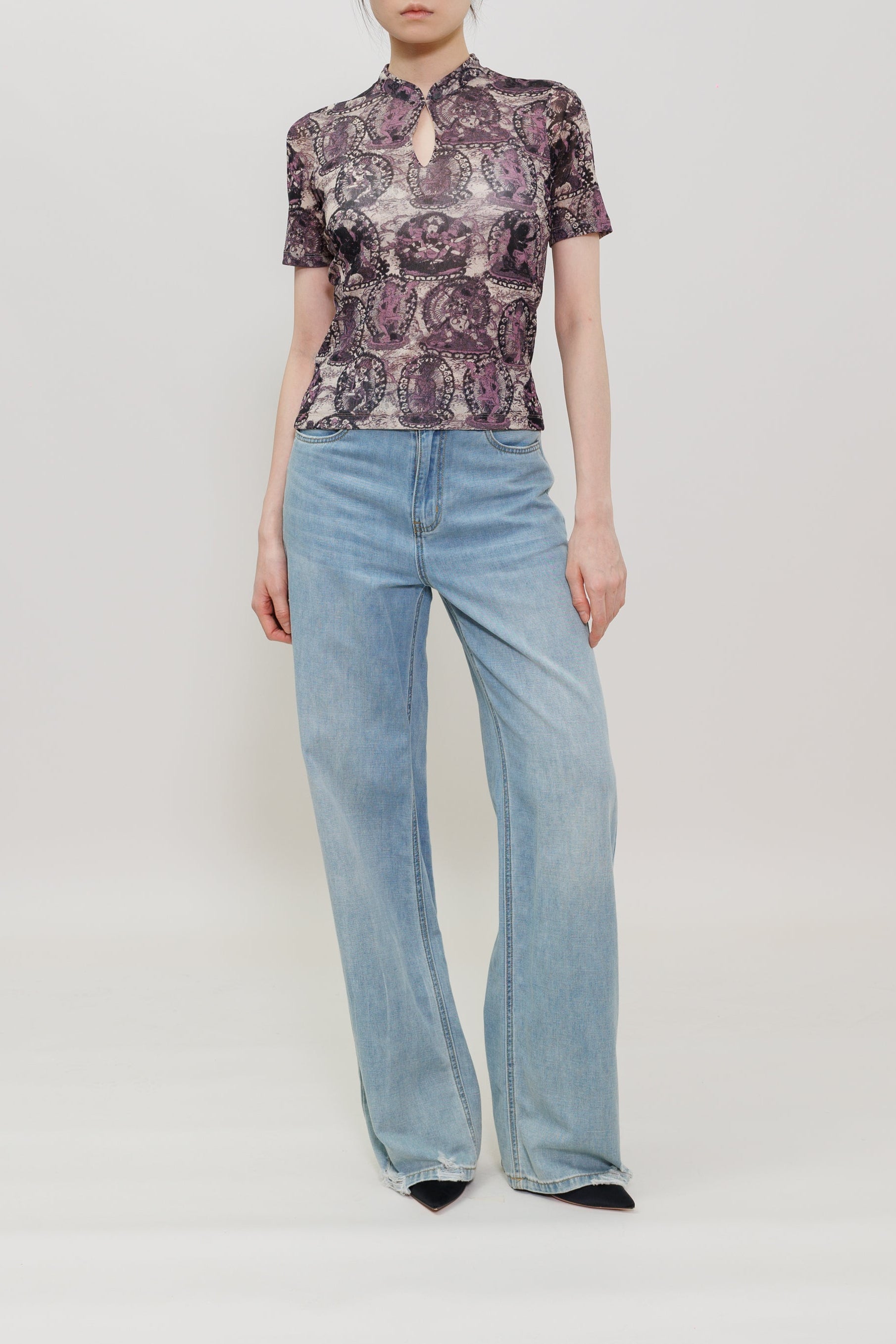 Tanka Buddha Print Qipao Top